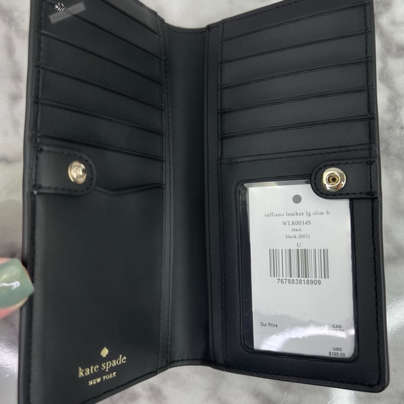 Kate Spade Staci Large Slim Bifold Wallet In Black - Picture 4 of 5